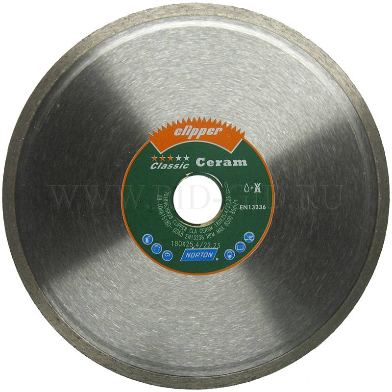 Алмазный диск 180*25.4/22.23 мм по керамике NORTON CLASSIC CERAM