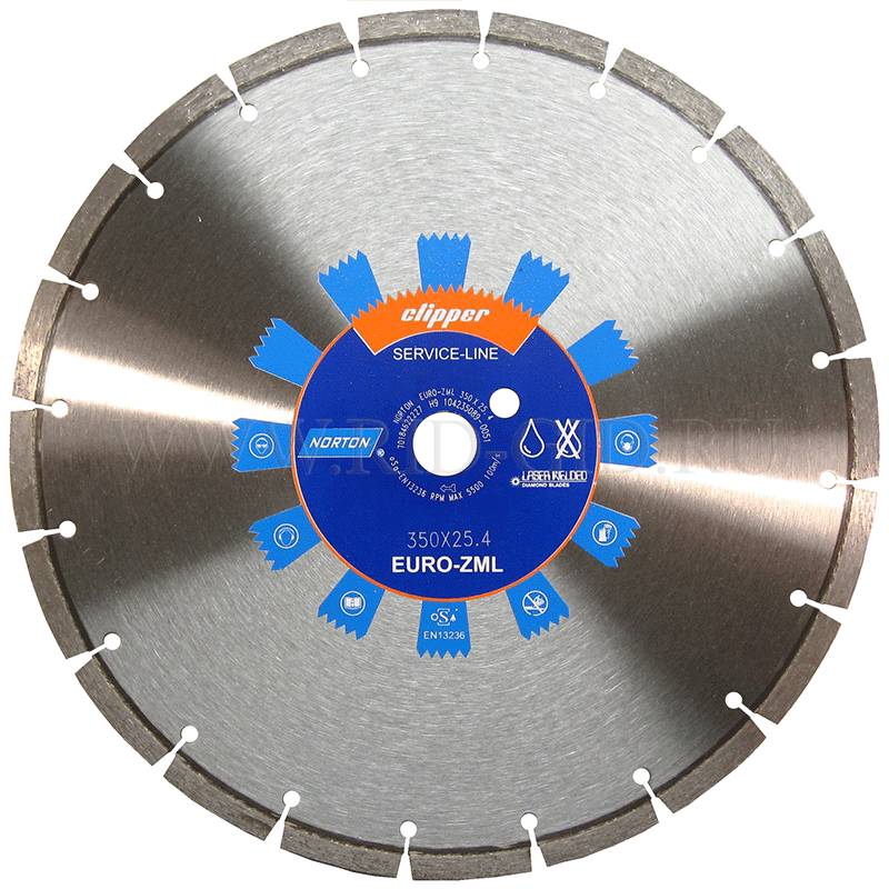 Алмазный диск 350*25.4 мм по общестроительным материалам EURO ZML EVO NORTON